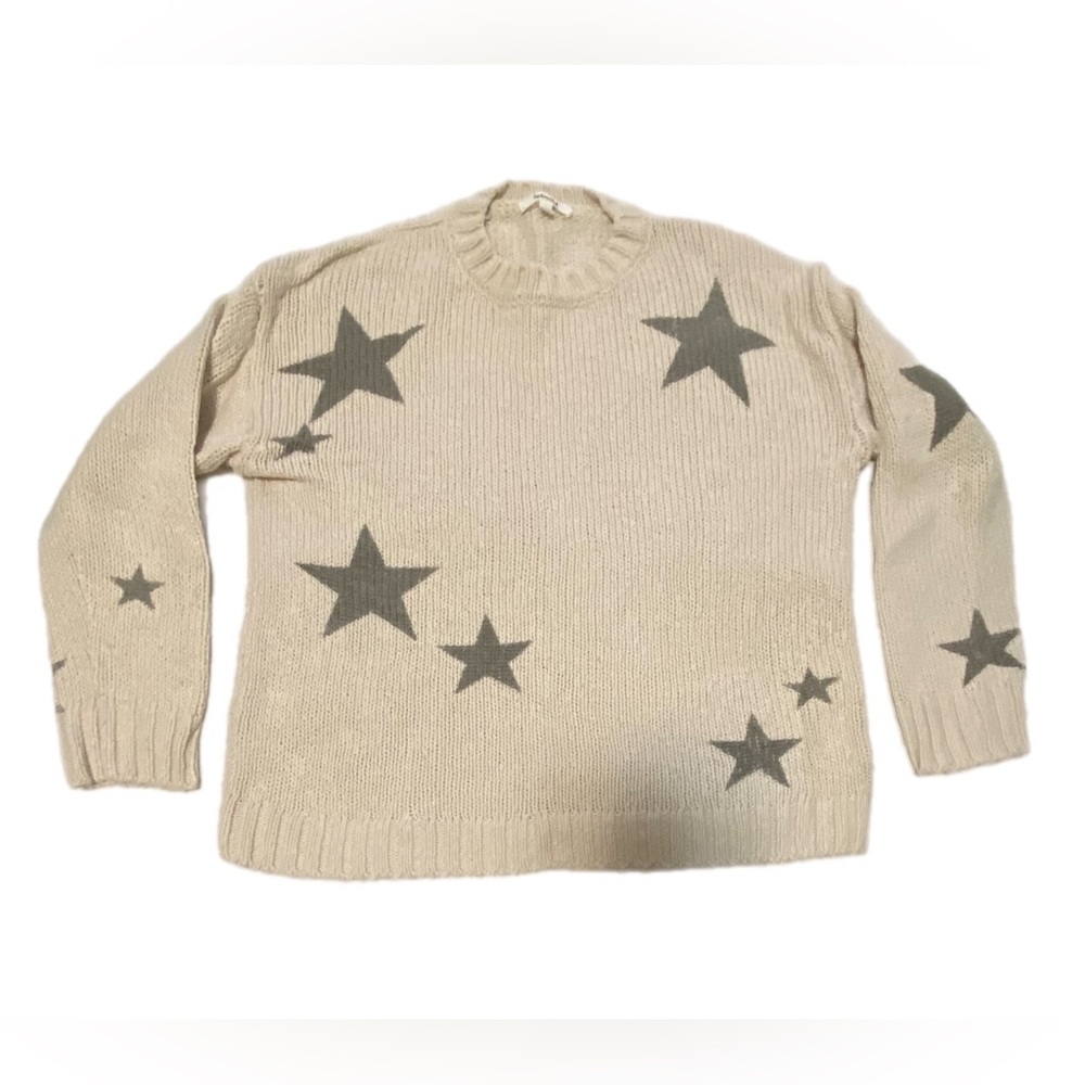 Splendid Cream Sweater with Gray Star Pattern small - Picture 2 of 8